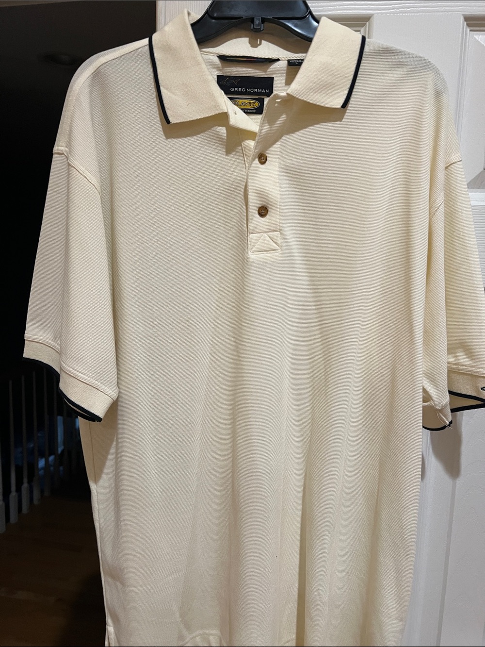 Greg Norman Collection Cream Polo with Black Trim